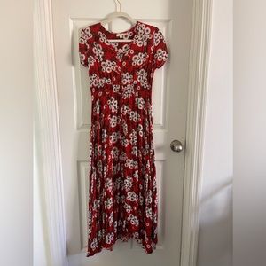 Stevie Hender | Red daisy print maxi dress